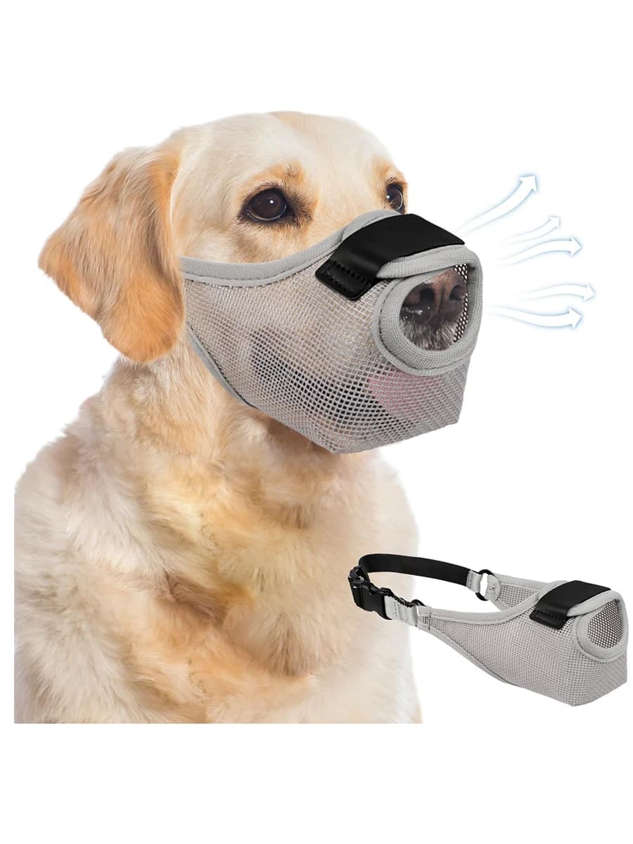 Dog Muzzle Adjustable Strap Comfortable Mesh Pet Mask Barking and Chewing Prevent Biting Dog Mouthpiece