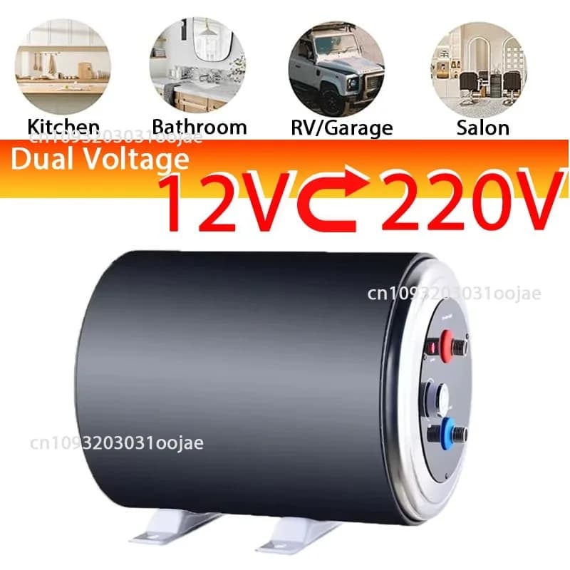Single Dual 12V 220V Electric RV Water Heater Compact Point of Use Tank for RV, Camper Heating Solution for Bathroom, Shower