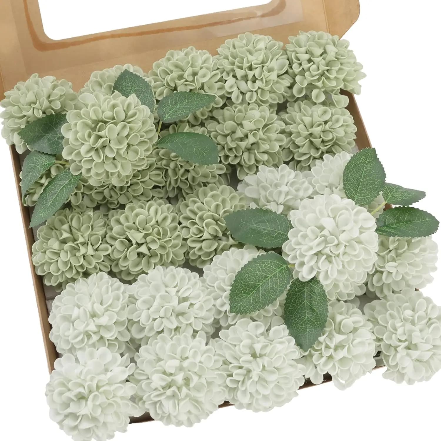 25pcs Sage Green Dahlia Flowers for Bridal Shower Party Home Decorations Wedding Ceremony Festival Celebration