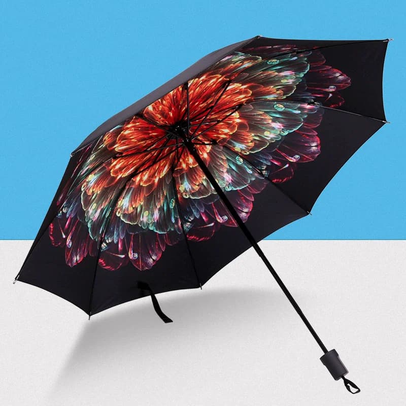 Beautiful Flower Painting Inside Men And Women Umbrella Sun And Rain Anti-uv Umbrellas Ladies Parasol Folding Paraguas For Gifts