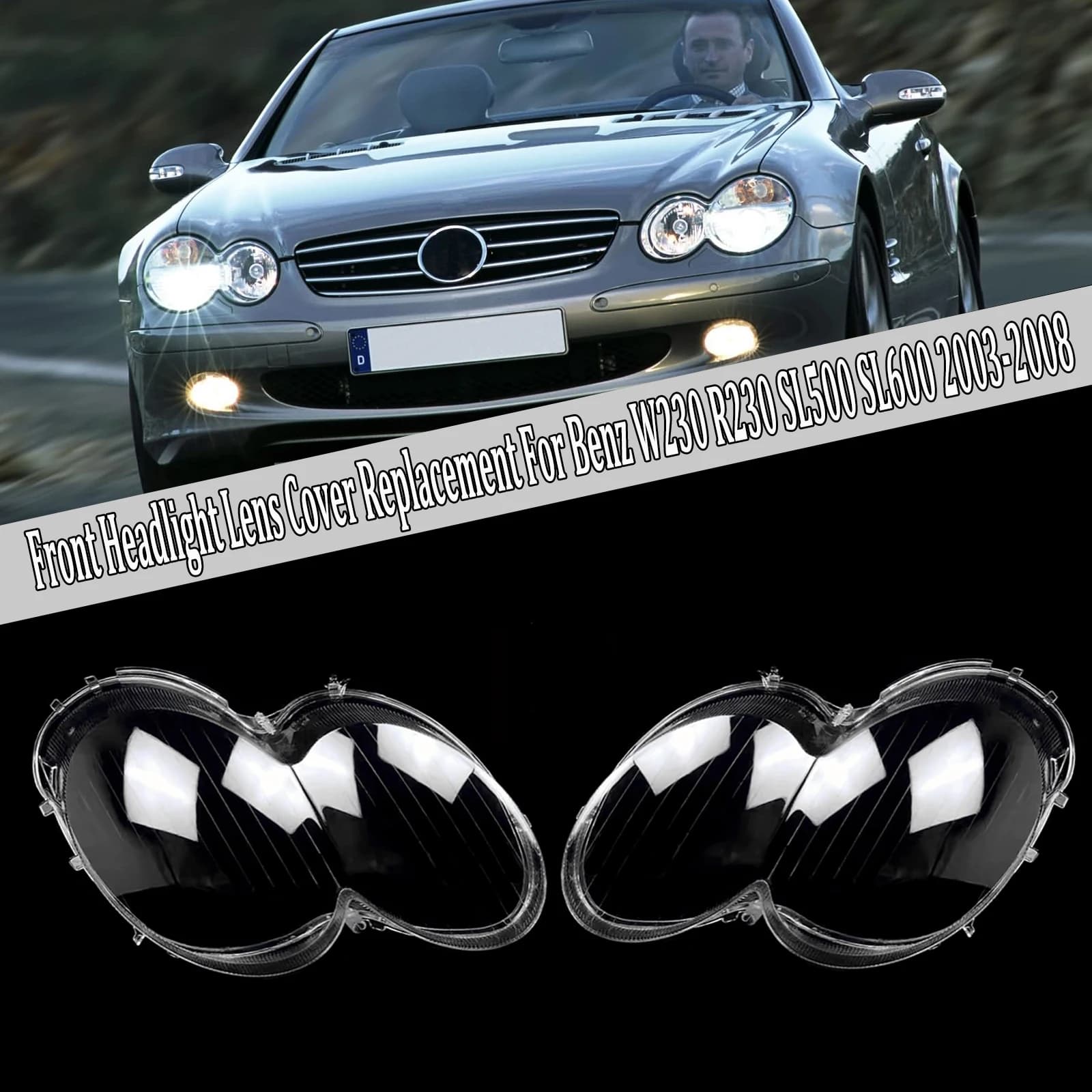 Headlight Cover Shell Car Headlight Lens Cover For Mercedes Benz SL-Class W230 R230 SL500 2003-2008 Headlamp Shell