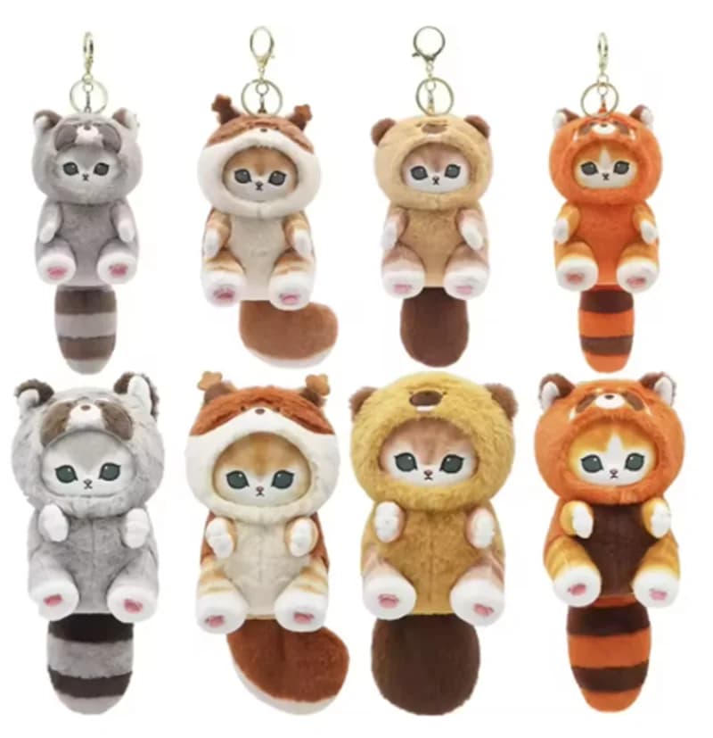Kawaii Keychain Pendant Cartoon Mofusand Shark Cat Cross-Dressing doll Backpack Decor Toys