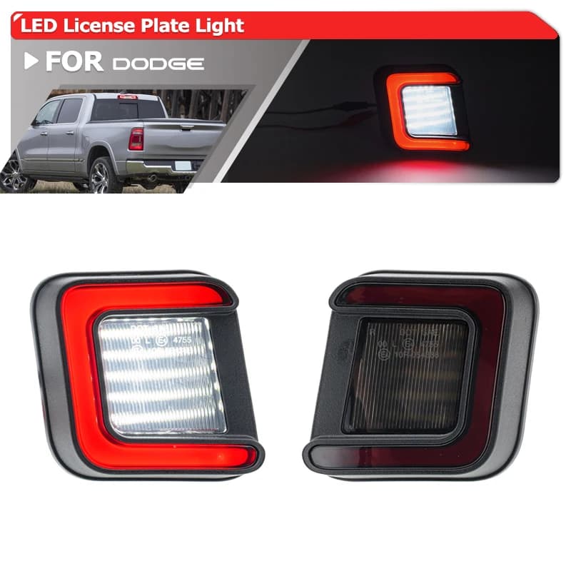 Red OLED White License Plate Light Tag Lamp For Gen4 Dodge Ram 1500 2500 3500 2003-2018 1500 Classic 2019-2024