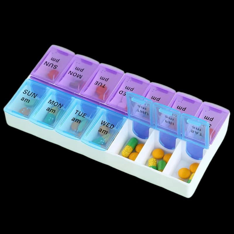 14 Grids Weekly Pill Case 7 Days Medicine Box Tablet Dispenser Organizer Pill Box Splitters Plastic Storage Box