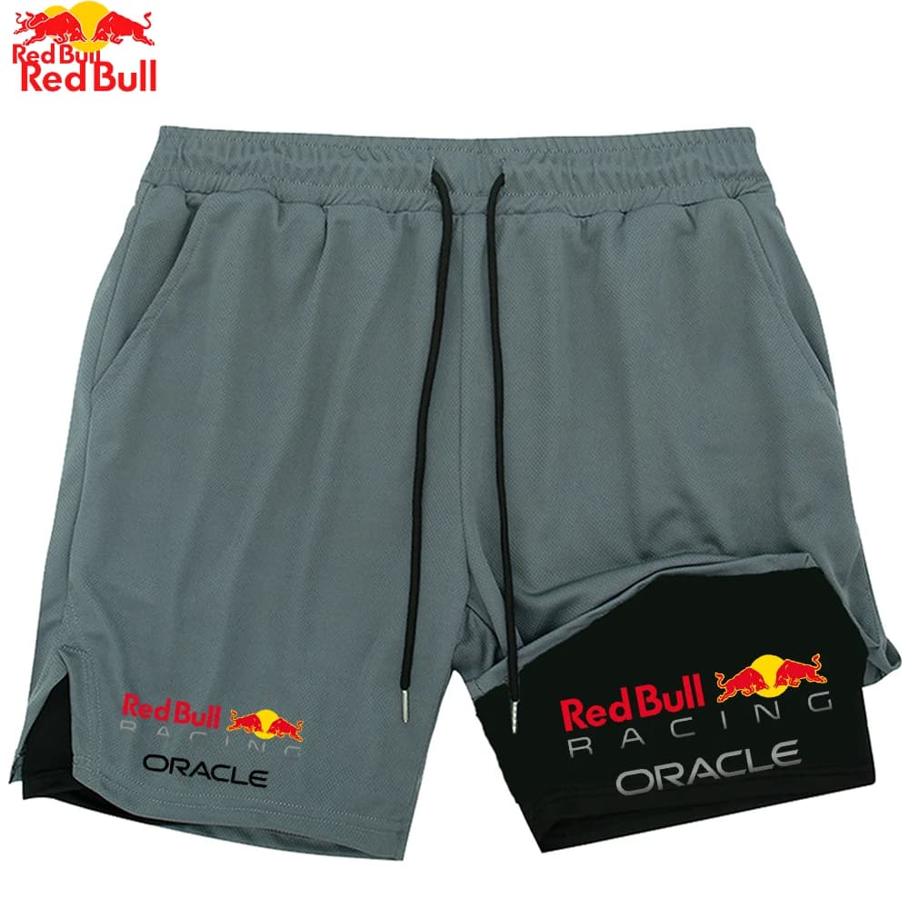 Red Bull Running Shorts Men Gym Sport Shorts 2 In 1 Quick Dry Workout Training Gym Fitness Jogging Short Pants Summer Men Shorts
