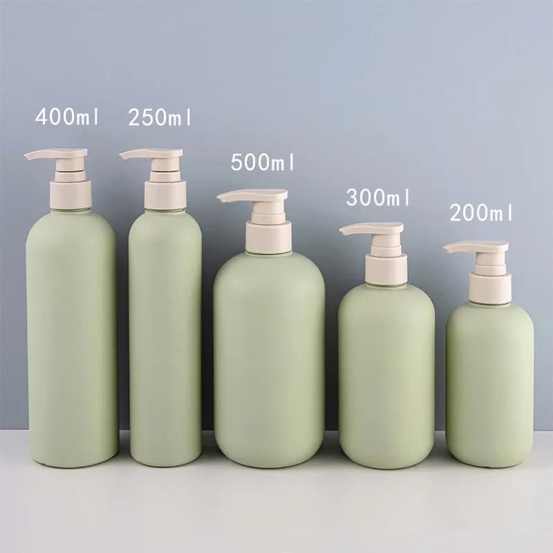 200/250/300/400/500ml Green Empty Plastic Pump Lotion Shampoo Bottle High-End Cosmetics Refillable Bottles Bathroom Storage Box