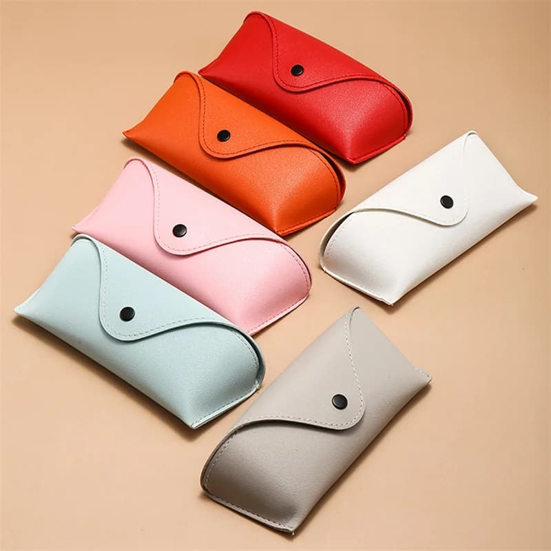 1pc Durable PU Leather Glasses Case Sunglasses Solid Color Pouch Bag Eyewear Box Lightweight Convenient Protable