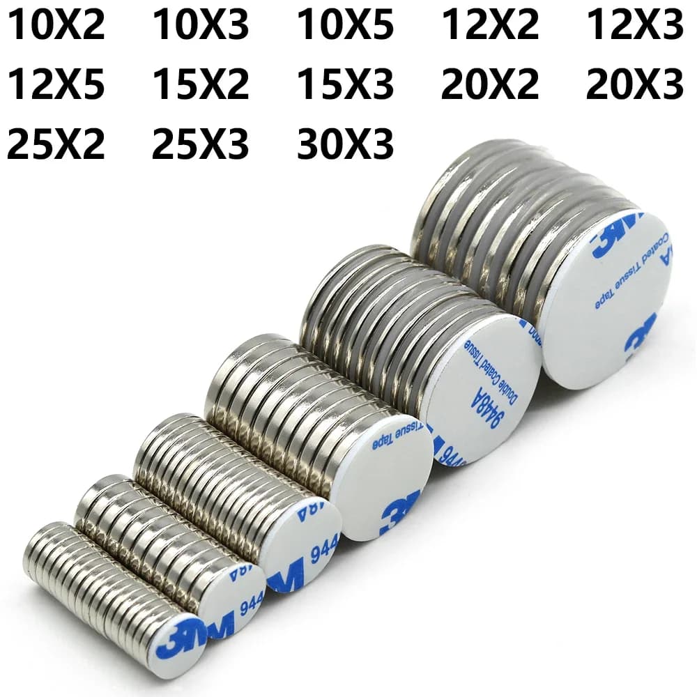 N35 Super Strong Neodymium Magnet Round With double-sided adhesive NdfeB Powerful Permanent Magnetic imanes Refrigerator Magnets
