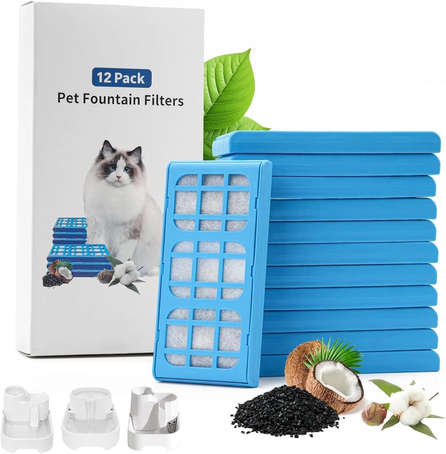 12-Packs filter Cartridges replacements,Compatiable with Cat Dog Pet Mate Pet Dringking Water Fountains, Upgrade