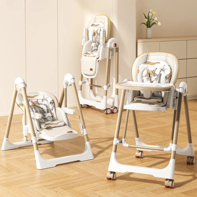 EU Stock Baby Dining Chair Lightweight Foldable Children's 2-in-1 Rocking Chair Portable High-view Baby Dining Chair