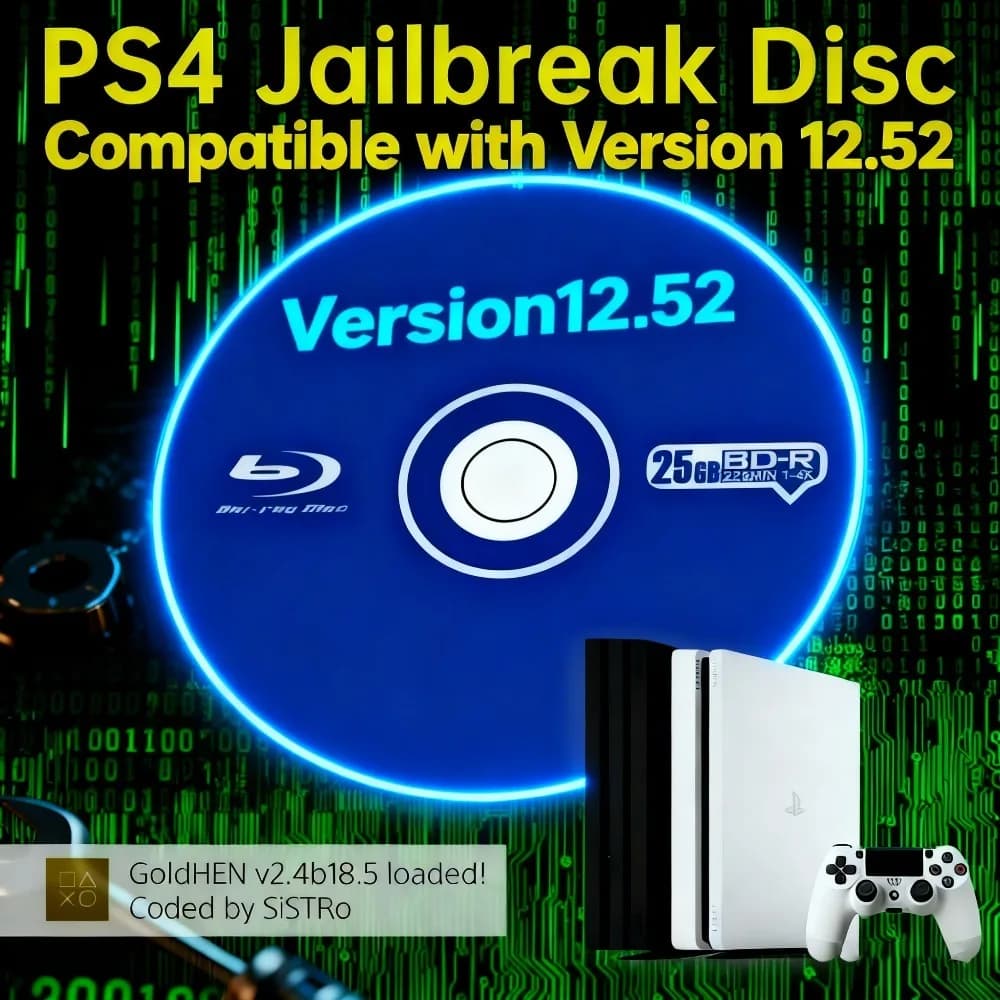 For PS4 Jailbreak Gold Disc 12.52 Latest Firmware Supported Bootable Eject Payload Homebrew Backup Games