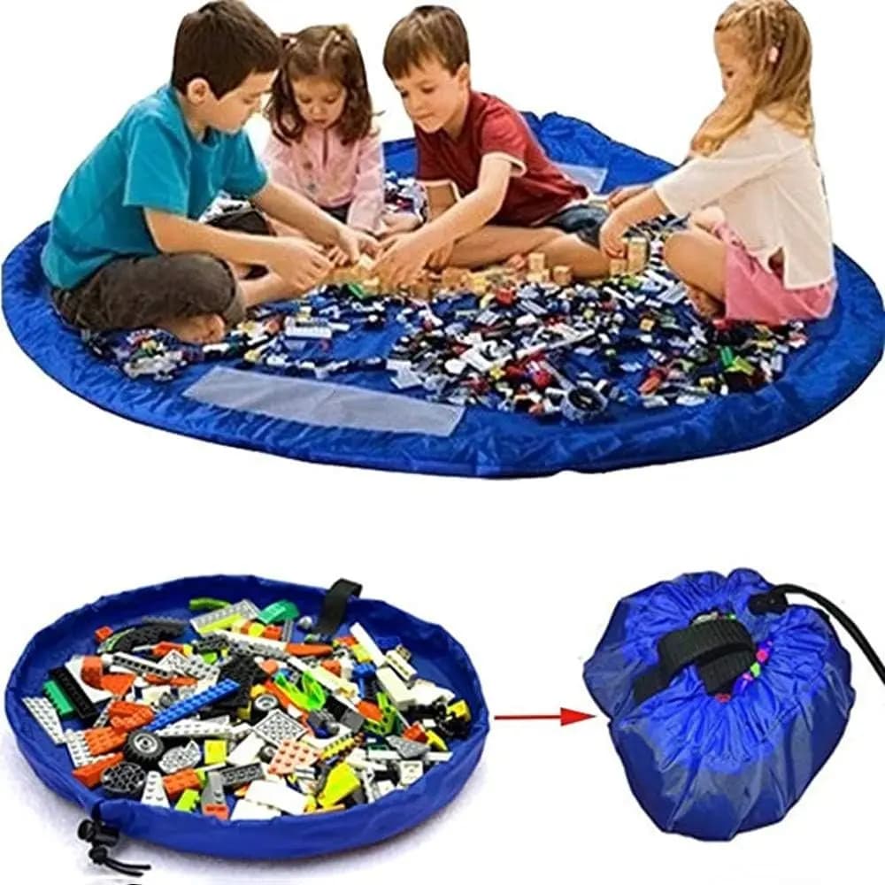 1pc Portable Toy Storage Bag with Play Mat, Easy Clean Organizer for Kids Blocks, Ideal for Home or Travel Gift