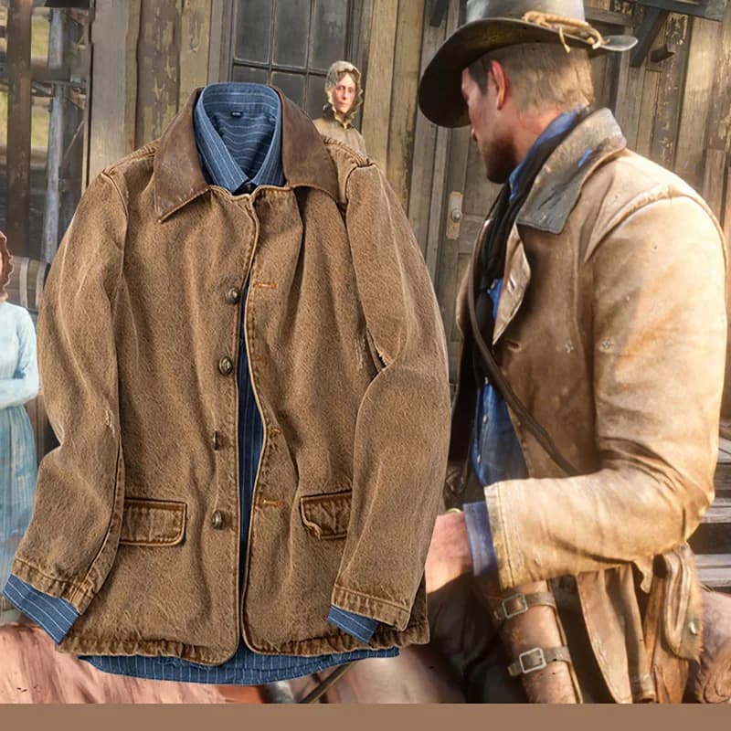 RDR2  Arthur Morgan Cosplay Shirt - Striped Long-Sleeved Jacket Highly Detailed Stitching Cotton cosplay Ultra-high fidelity