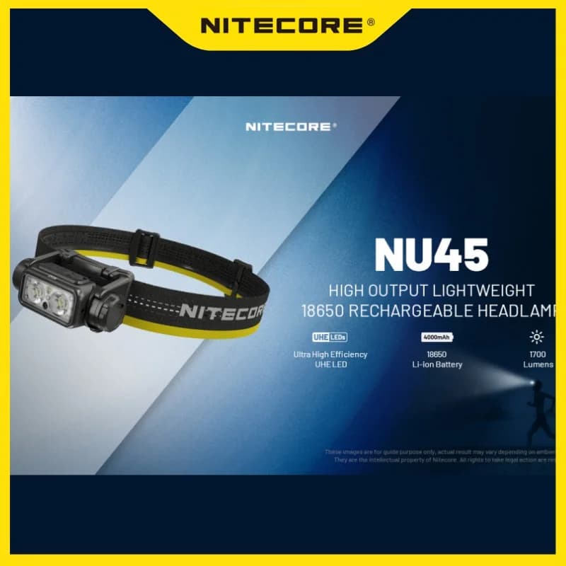 NITECORE NU45 Lightweight Headlamp 1700Lumens,Type-C Rechargeable ,Bulit-in 4000mAh Battery