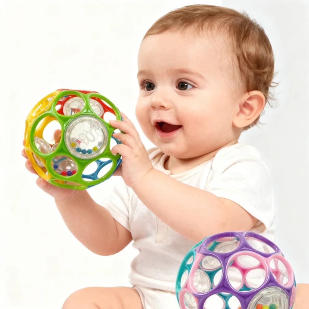 Soft Baby Grasping Ball Rattles with Bell Ball Early Education Educational Sensory Toy Random Color）