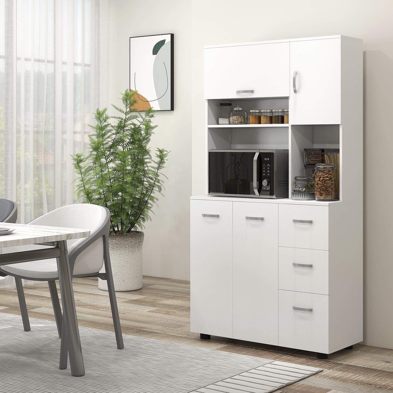 Fristående köksskåp MDF vit med lådor och hyllor view 2