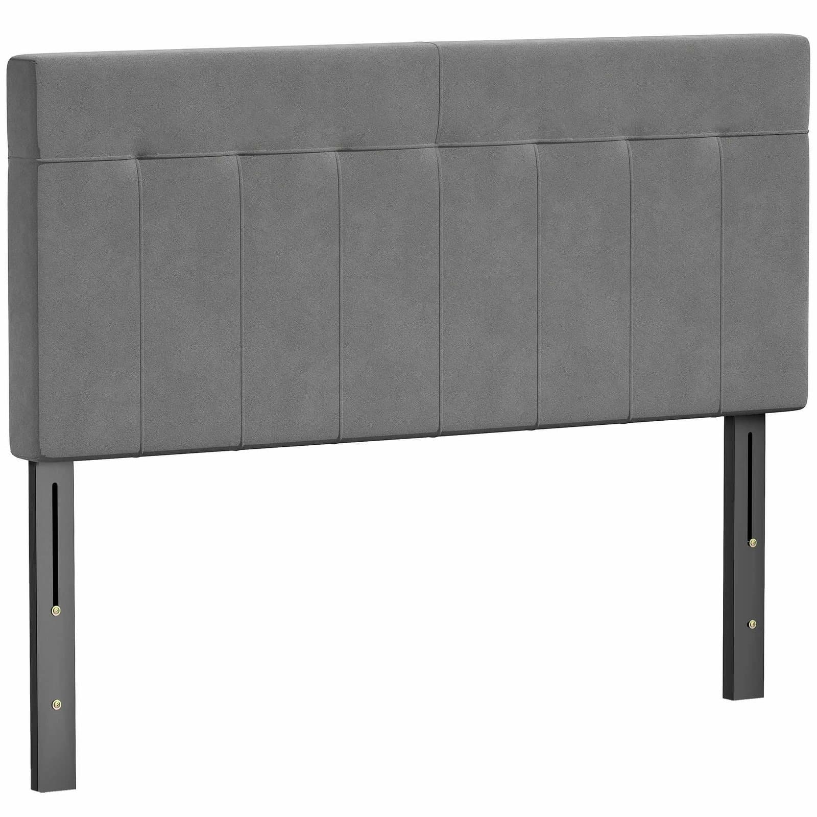 Justerbar sammetssänggavel – 3 höjder, grå, 140 cm