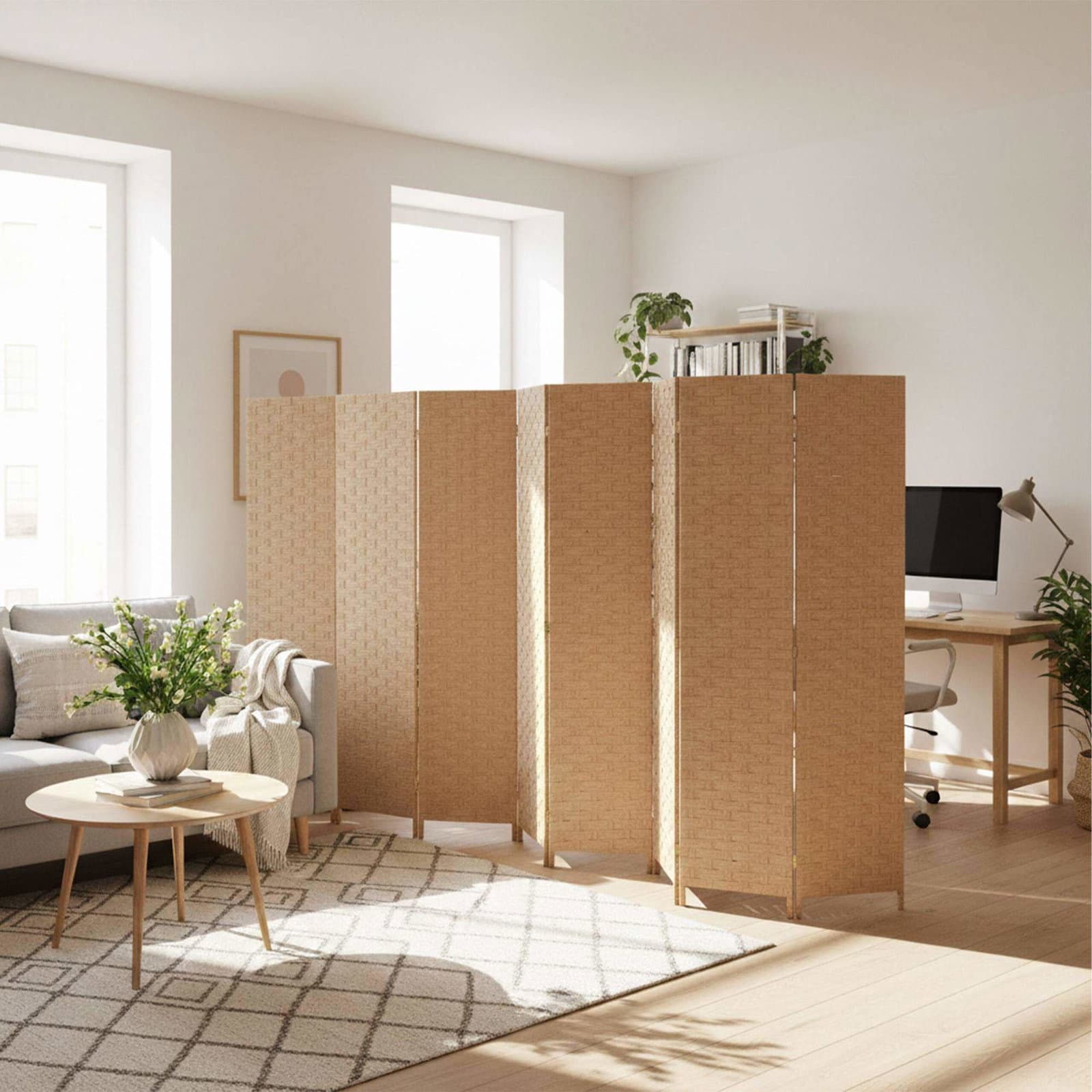 Vikbar skärm med 8 paneler – Elegant rumsavdelare view 2