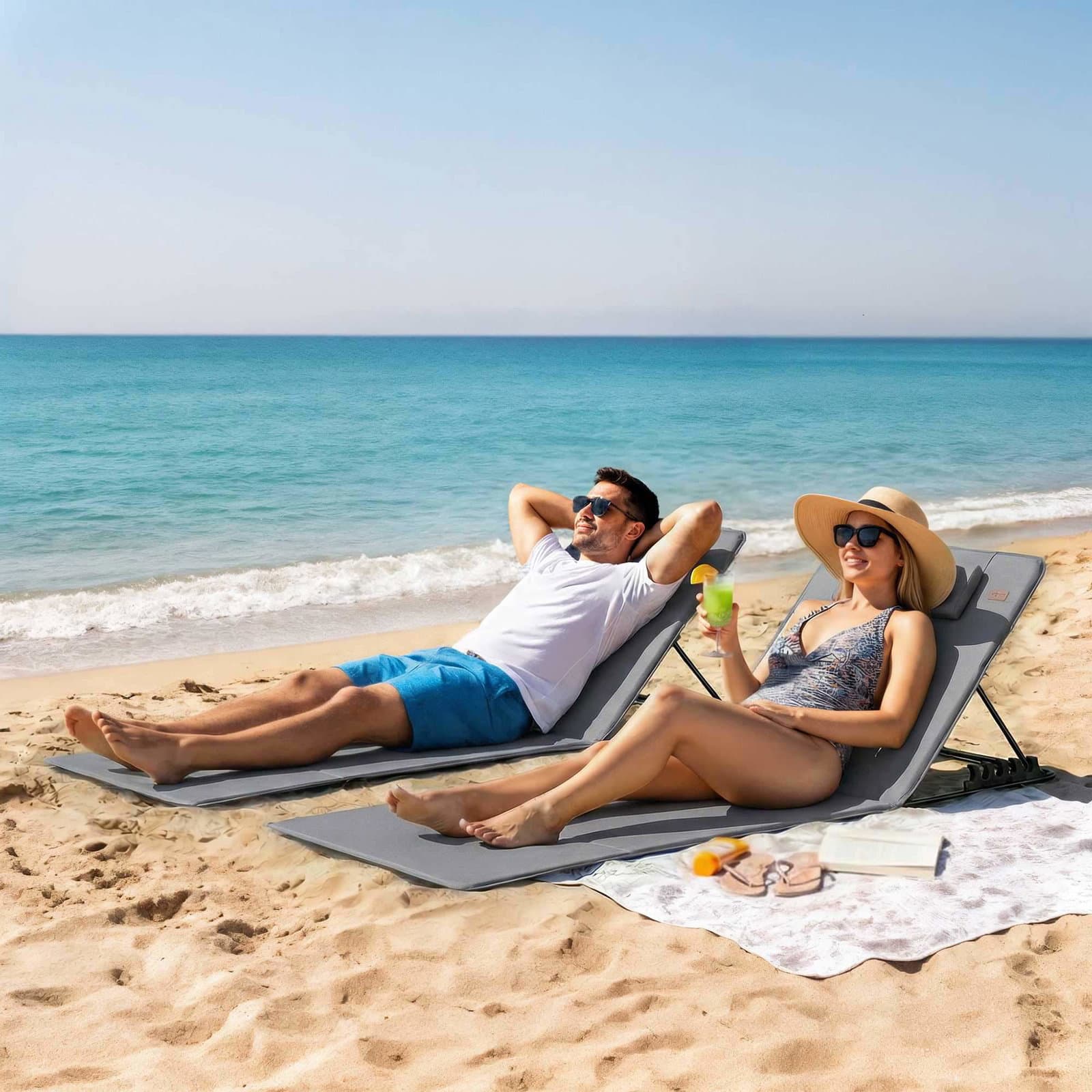 Strandloungeset – Justerbar, Bärbar med Kudde view 2
