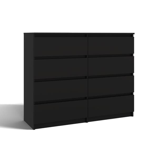 Modern byrå med 8 lådor MALWA M8 120 – Rymlig byrå, handtagslös design | Färg: Svart