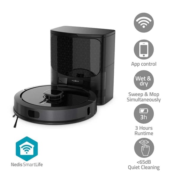 Nedis SmartLife Robot Dammsugare | Navigationsmetod: Lasernavigation | Wi-Fi | Kapacitet insamlingsreservoir: 0.6 l | Automatisk laddning | Maximal an