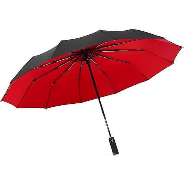 Svarta Brolly Herrparaply Starkt Vindtätt Dubbla Lager Stort Paraply Robust Kompakt Automatiskt Lättvikt