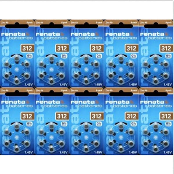 312 Renata 6-Pack X10= 60 stycken hörapparatsbatterier