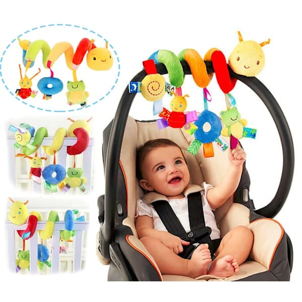 Spiral Leksak för Barnvagn och Babysäng, Färgglad Mjuka babyleksaker, Nyfödd Baby Skallra & Sängklocka, Pedagogisk sensorisk leksak