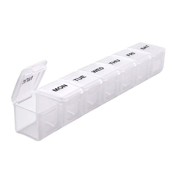 Extra Stor Veckovis Pillerorganisatör, Daglig Pillbox (Vit)[GPA]