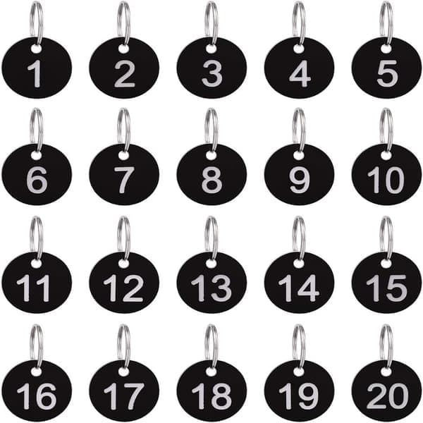 20-pack Nummererade Nyckelringar, Runda