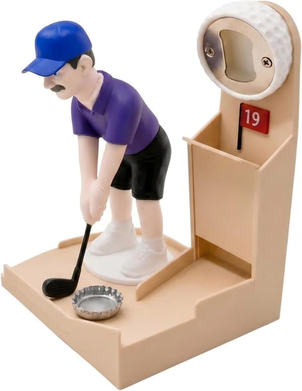 Golf Flasköppnare Spel, Automatisk Ölkapselförskjutare & Uppsamlare, Roliga Bartillbehör för Hemmet, Mankave-inredning, Nyhet Golfälskare