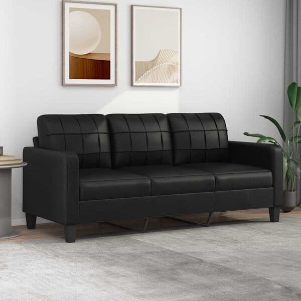 vidaXL 3-sitssoffa svart 180 cm konstläder