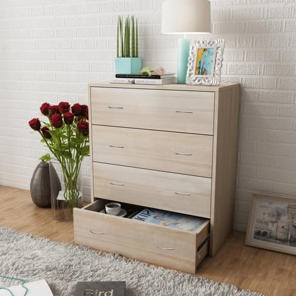 vidaXL Skänk med 4 lådor 60 x 30,5 71 cm Ekfärg