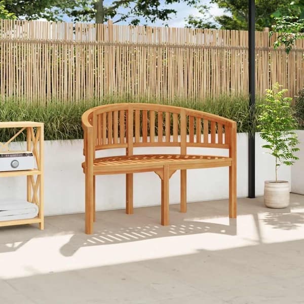 vidaXL Bananbänk 120 cm massiv teak