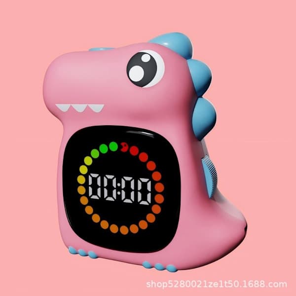 Visuell Timer för Barn – 100 Minuter Dinosaurie LED Nedräkning, Tyst och Pedagogisk för Hem och Klassrum-rosa