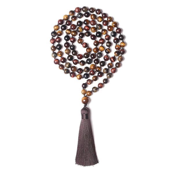 108 Mala Beads Halsband, 8mm Natursten Tibetanska Bönpärlor, Yoga Meditationspärlor Halsband, Handgjort