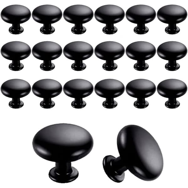 20 st dörrknoppar lådknoppar 30 mm vintage handtag skåpknoppar för köksskåp (svart) (FMY)