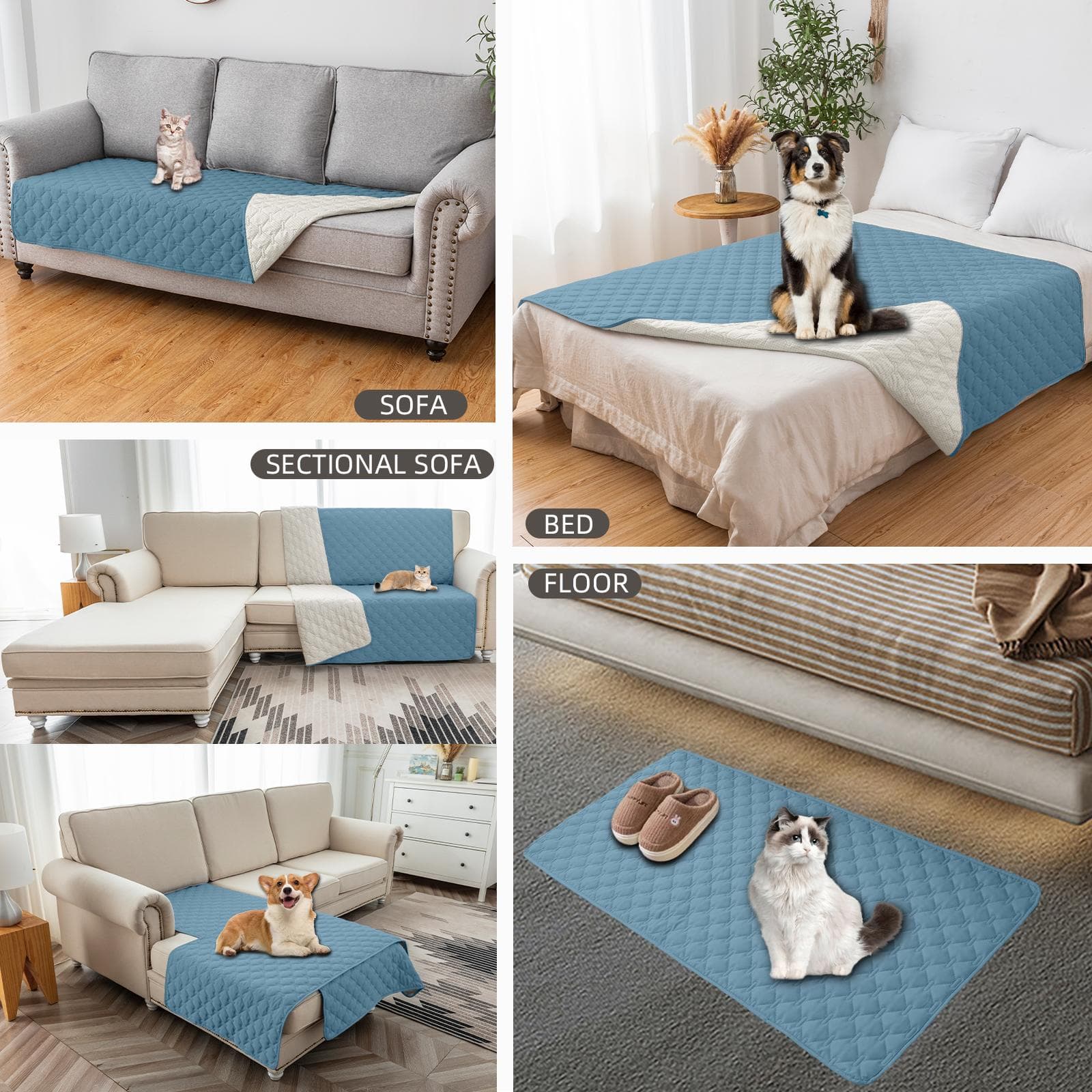 Vattentät Hundsängöverdrag Husdjursfilt för säng Soffa Soffa Vändbar sofföverdrag L-form Sofföverdrag Sektionssofföverdrag Schäslong