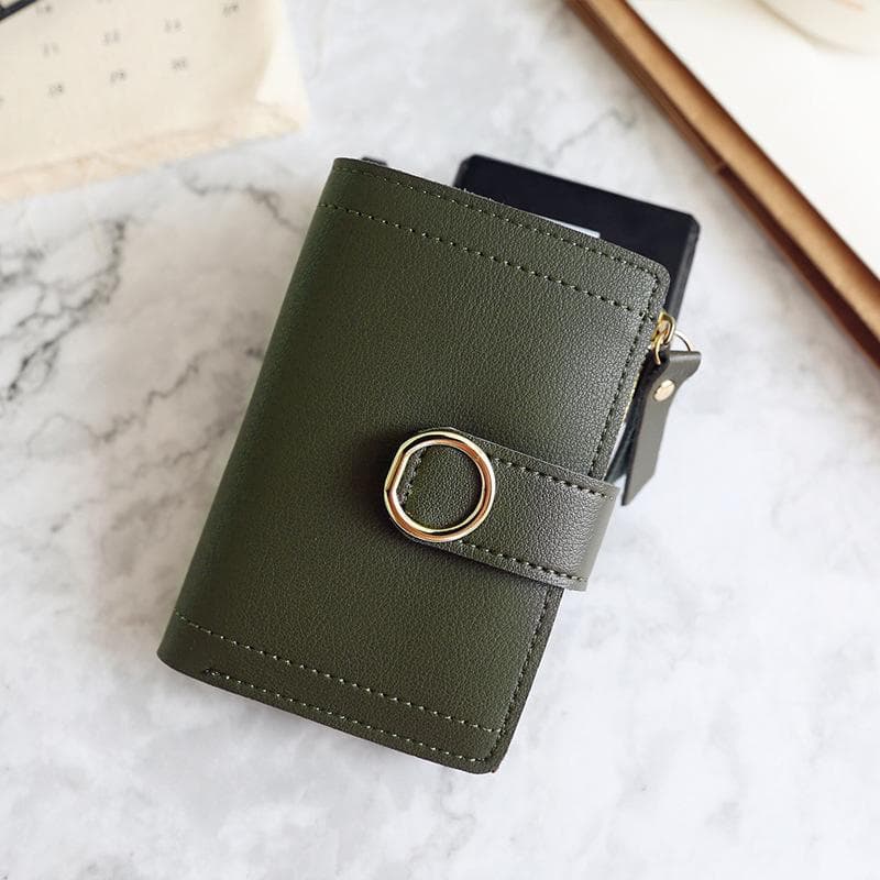 Kvinnor Plånböcker Små modemärke Läderväska Kvinnor Damkortväska Koppling Kvinnlig väska Money Clip grön