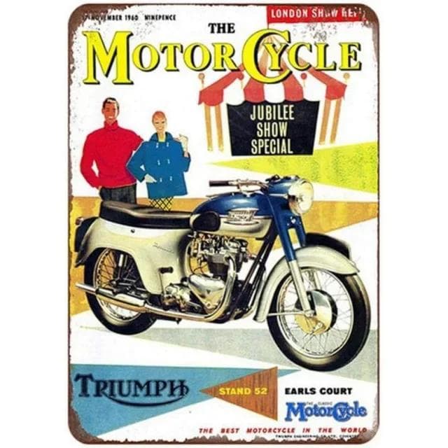 Vintage Triumph Norton Motorcykel Metallplåtskylt Retro Järnväggsposter för Bar Café Garage Heminredning Metallplåtark
