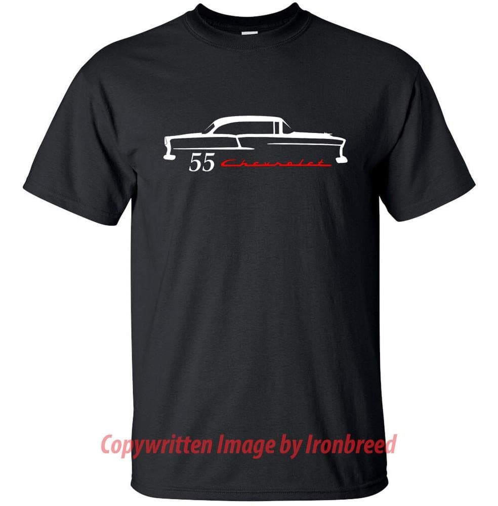 1955 55 Chevy HARDTOP Bel Air 150 210 T-shirt Klassisk Bilemblem Sidoskyddslister cm