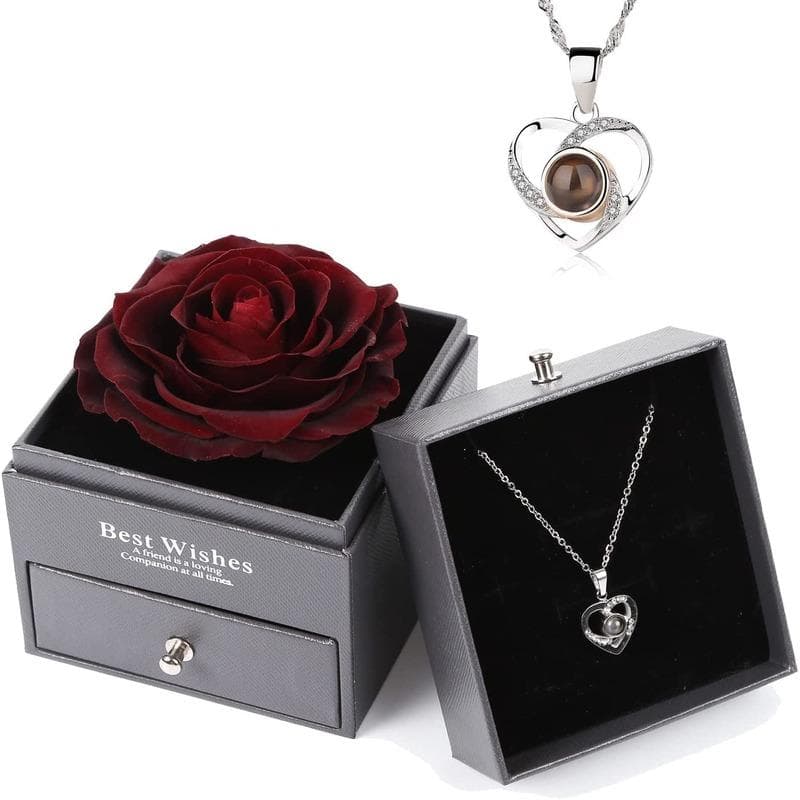 Bevarad Rose with Love You Halsband på 100 språk Gåva romantiska rosor Blomgåvor till hennes mamma flickvän på jubileumsdagen Alla hjärtans dag
