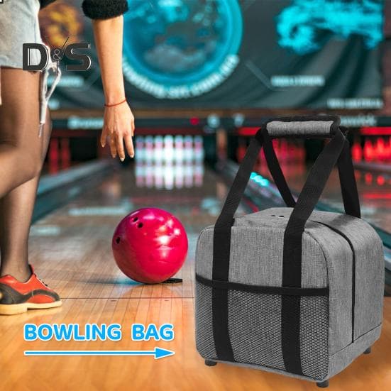 Bowlingväska Portabel Enkelbollsväska med Vadderad Bollhållare Och Meshficka Liten Bowlingbollsväska för Män Gåvor grå