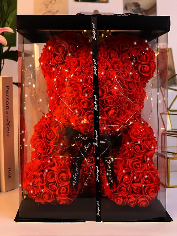 Eternal Rose Nalle Presentförpackning - Perfekt för Alla hjärtans dag, Födelsedagar, Frierier, eller som en Speciell Gåva till Flickvän, Bästa