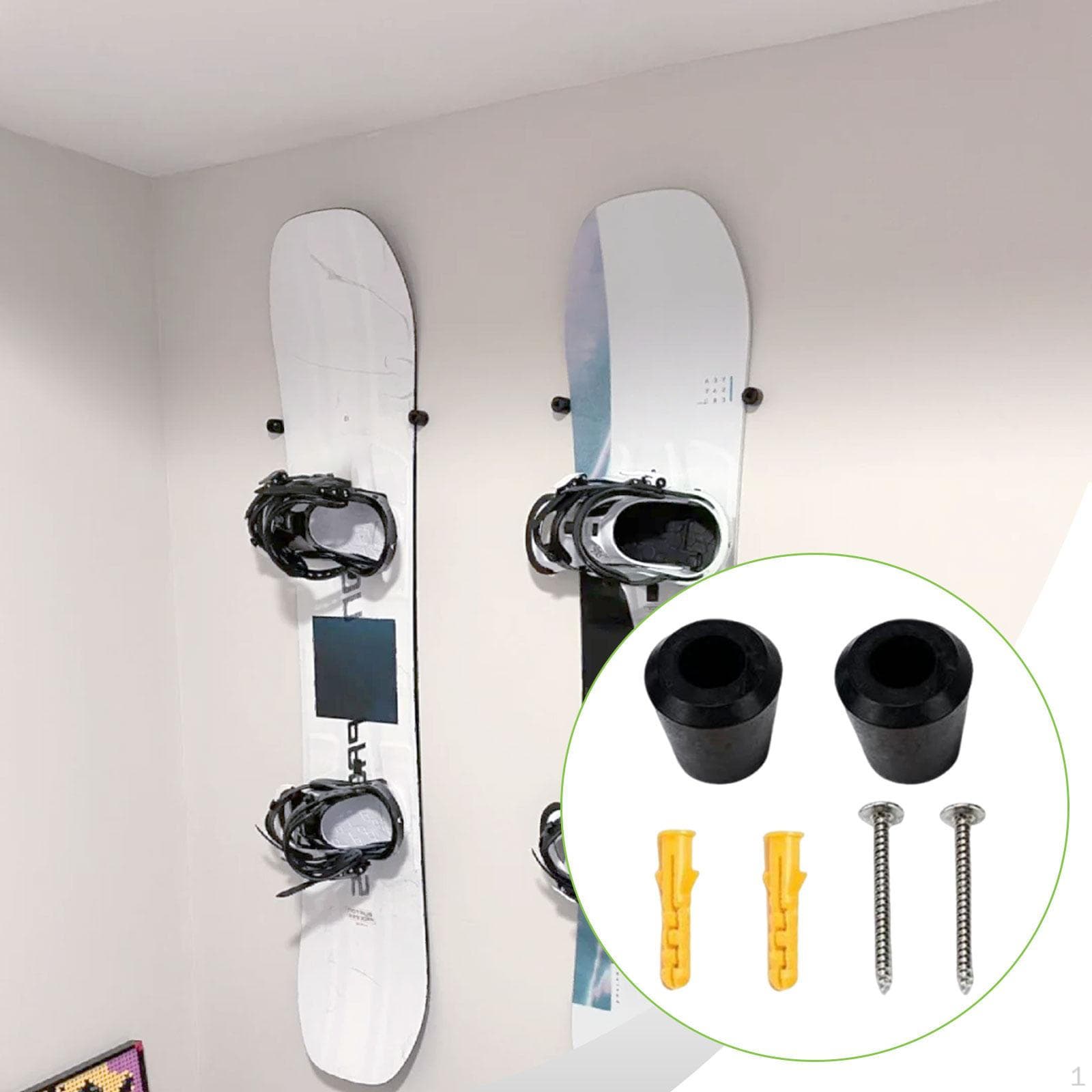 2x Snowboard Väggfäste Display Hängare Förvaringsorganisatör Lätt att Installera Skidhållare