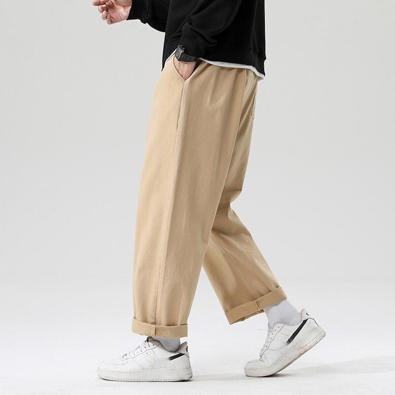 Japanska Streetwear Herr Harajuku Byxor Man Byxor med vida ben Hip Hop Elastisk midja Lös Sport Fritids träningsbyxor cm armégrön färg