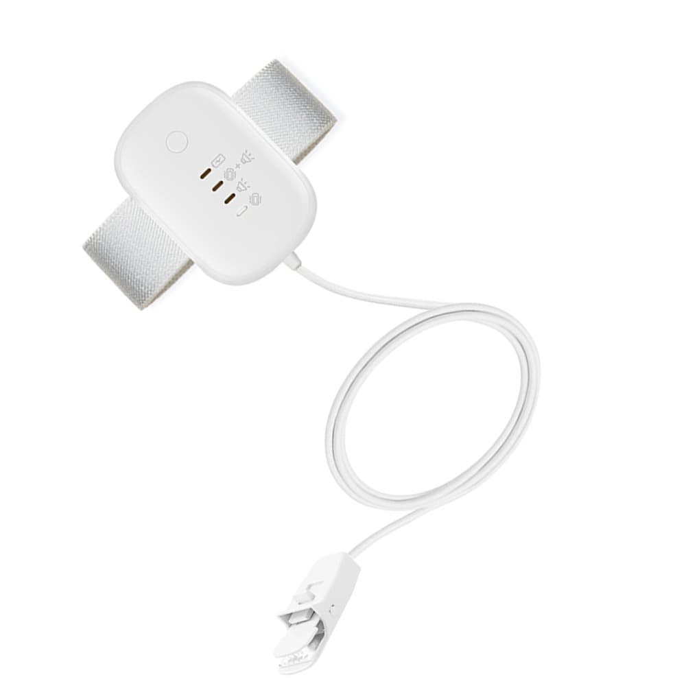 Trådbunden sängvätningslarm med klämma - Nattlig inkontinenspåminnelse för äldre, barn och patienter White