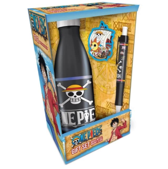 One Piece: (Straw Hat Crew Skull Emblems) Gift Set (Bottle. Magnet & Pen)