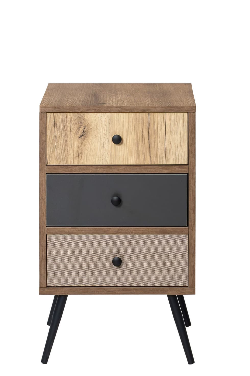 Norda Design modern skandinavisk byrå med 3 lådor, Hitit-färg, 41x70x40 cm | 100% melamin, ben av järn