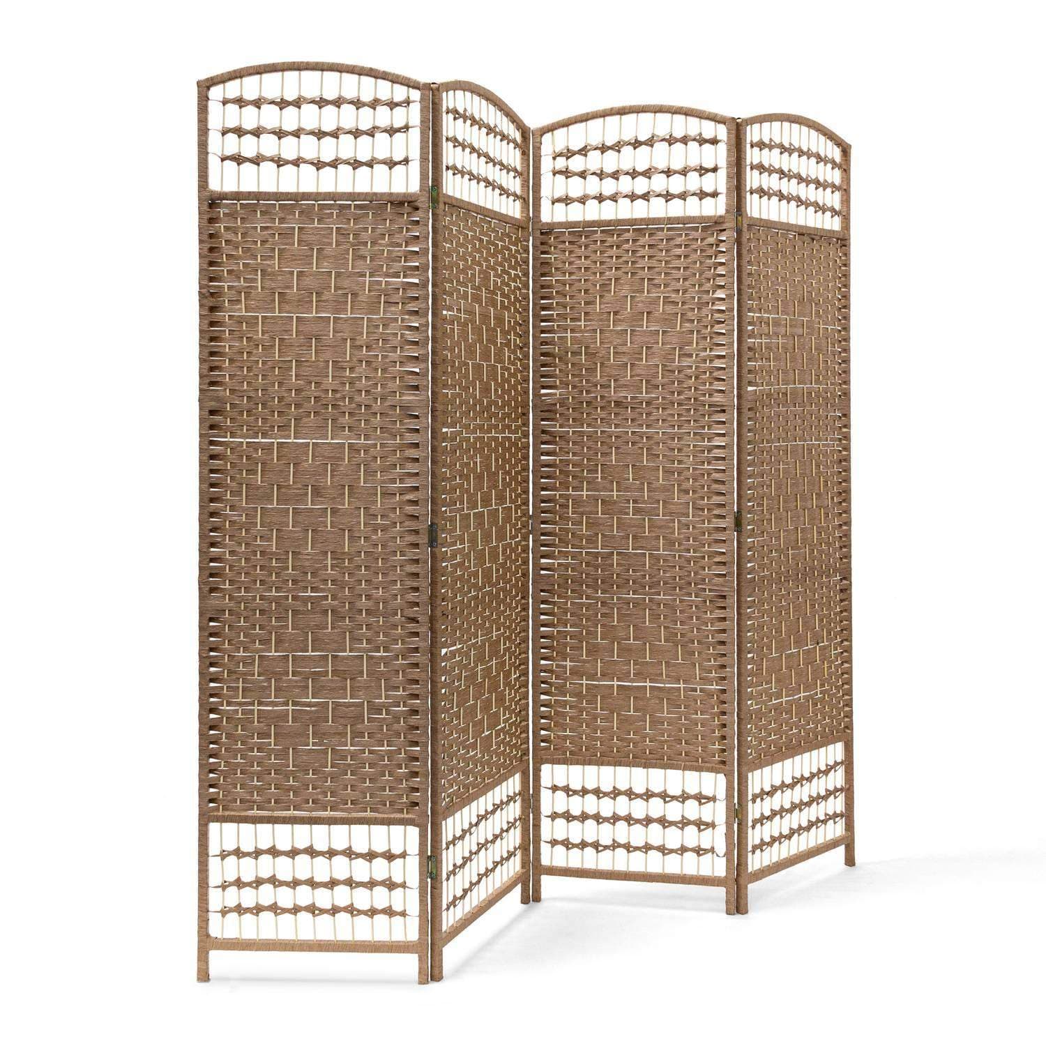 Rumsavdelare av trä – 4-panels sekretessskärm, naturlig finish